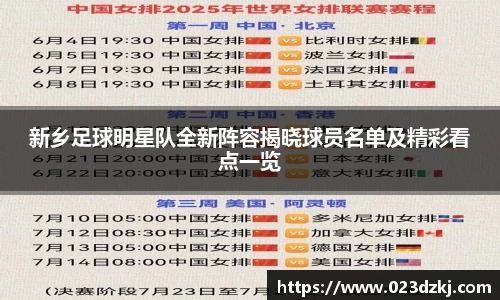 新乡足球明星队全新阵容揭晓球员名单及精彩看点一览